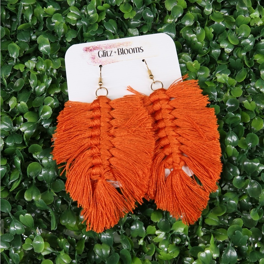 Orange Fringe Earrings